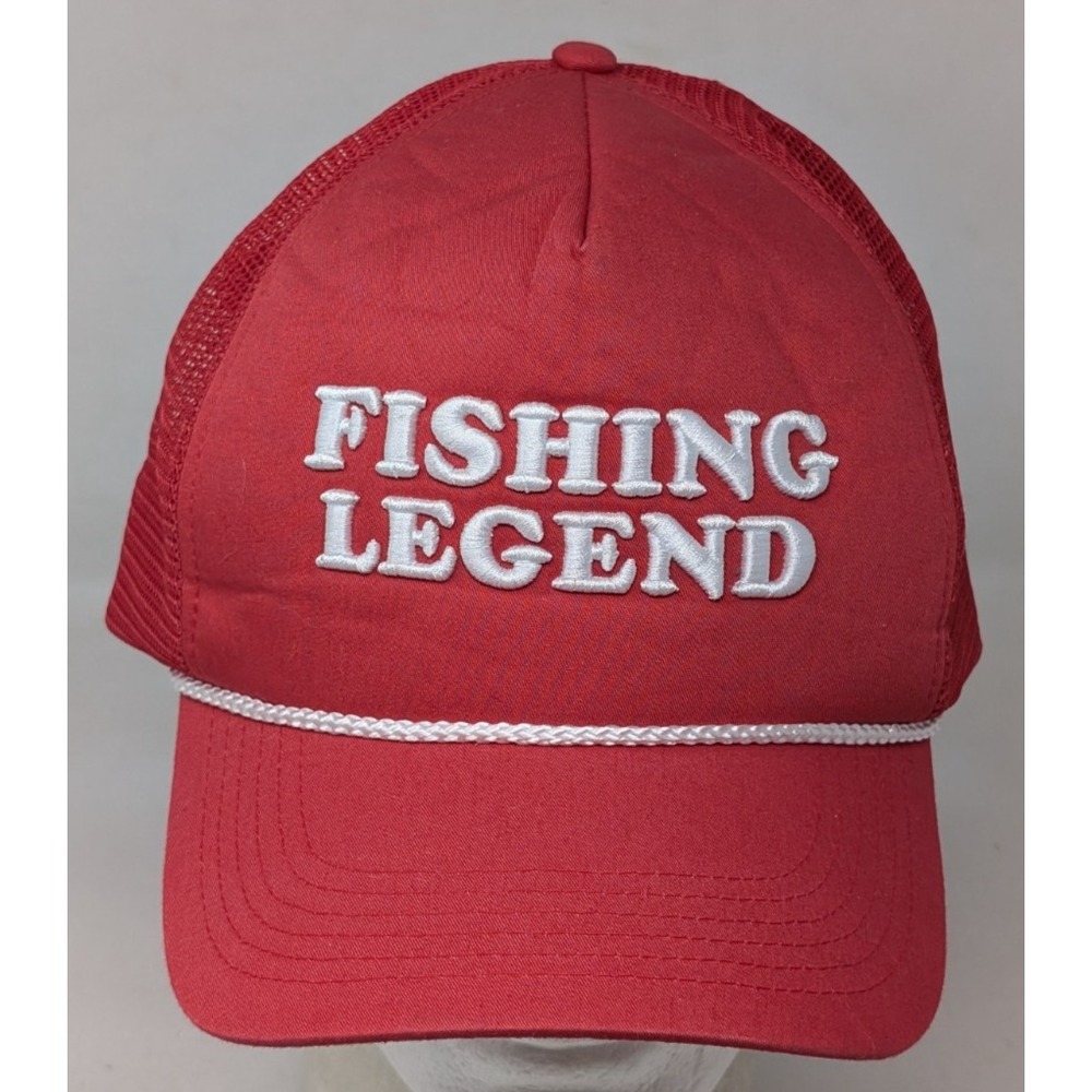 Bass Pro Shops Snapback Trucker Hat Cap Fishing Legend Nylon Rope Red New W/ Tag
